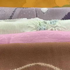 帯揚げ 優品 帯揚げ5枚セット 薄小豆 正絹 和装小物  【中古】