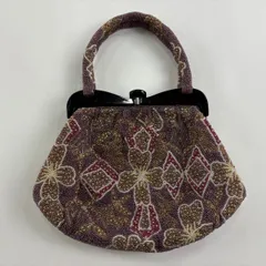 和装バッグ 優品 ビーズバッグ フォーマル 草花 紫 ビーズ 和装小物  【中古】