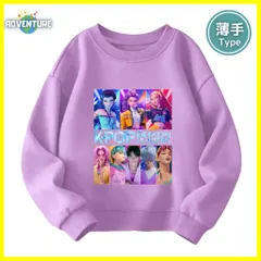 KPOPガールズ! デーモン・ハンターズ ロンT長袖Tシャツ 薄手トレーナー  トップス 紫パープルゆめかわ 100 110 120 130 140 150 子供服キッズ服　アニメ 映画 女の子 demon hunters 韓国  KK