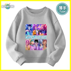 KPOPガールズ! デーモン・ハンターズ ロンT長袖Tシャツ 薄手トレーナー  トップス グレー灰色 100 110 120 130 140 150 子供服キッズ服　アニメ 映画 女の子 demon hunters 韓国  KK