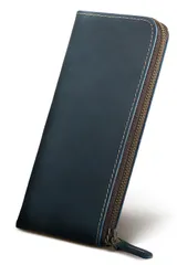 [亀登鞄製作所] 財布 長財布 メンズ【 上質な本革使用 】【 心地よい手触り 】【 YKKファスナー 】 本革 大容量 L字ファスナー ウォレット 牛革 小銭入れ おしゃれ レディース メンズ財布 (ブルー)
