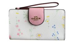 COACH】コーチ 二つ折り財布 花柄 ホワイト ピンク フラワープリント