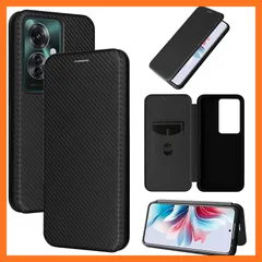 【新品】 Kawasina OPPO Reno11 A 用 ケース 手帳型 薄型 炭素繊維調 マグネット式 カード収納あり ストラップ付 A401OP CPH2603 オッポ リノ11 a? ケース カバー 耐衝撃 全面保護 ブラック 1