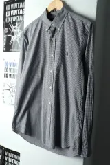 (M-L) ポロラルフローレン シャツ チェック グレー ポニー-164D8
