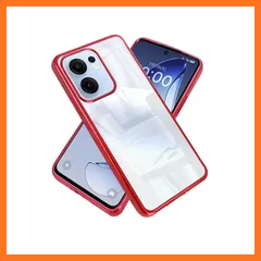 【新品】 シズカウィル OPPO Reno13 A クリアケース CPH2699 ケース カバー サイドメッキ加工 クリア ケース レッド×クリア 1個入り 1