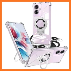 【新品】 weiaoluo OPPO Reno11 A ケース クリア リング付き ショルダー Reno 11A ケース 耐衝撃 oppo reno 11a スマホケース 縦横両対応 隠し収納式 マグネット搭載 調節可能 保護ソフト 取り外し 薄型 TPU 0