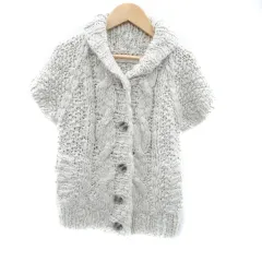 ザラ ZARA KNIT ニットカーディガン ショールカラー 半袖 無地 S ライトグレー /HO8