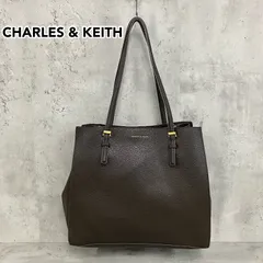 CHARLES & KEITH チャールズ&キース 大容量 トートバッグ ハンドバッグ ダークブラウン 肩掛け ビジネス A4収納可 レザー調 シボ革 シンプル カジュアル ★ ■■