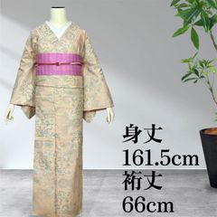 着用少ない！美品＊単衣＊結城紬＊灰藤色＊モダン柄＊着物＊156cm