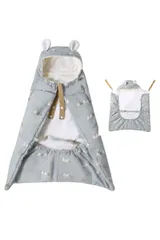 新品 [滑らかファーがあったかい]ankley(アンクレー) 抱っこ紐カバー 抱っこ紐ケープ ベビーカーブランケット 防寒ケープ マルチブランケット 赤ちゃん防寒 (グレー)