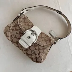 Vintage Coach y2k Signature Small Flap Soho Shoulder Bag White Beige