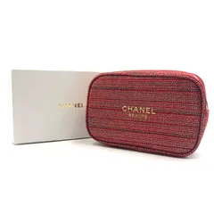 ■未使用品■CHANEL シャネル　BEAUTE ビューティー　2022年ホリデー限定クリスマスコフレ　ノベルティポーチ　ツイード生地　レッド　ゴールド金具　箱付き　レディース　コスメ　化粧　ラグジュアリー　高級　ハイブランド