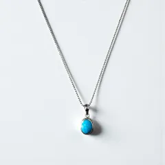 ITALY Vintage SILVER 925 Turquoise Necklace ボールチェーン ターコイズ ネックレス
