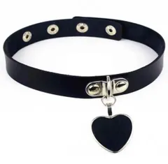 パンク レザーチョーカー ハート ブラック 原宿系 ゴシック ロックファッション 地雷系 量産型 病みかわ 個性派アクセサリー 韓国系にも◎ コスプレ衣装にも使える おしゃれ可愛い 首元アクセ 人気アイテム