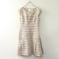 美品 最高級 定価12.6万 Rene ルネ ティシュー TISSUE社 装飾付き マルチチェックフロントジップワンピース 36 ピンク┃【2400014726473】