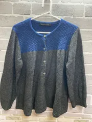 【B1-35】◇mizuiro ind    サイズM   カーディガン　ブルー×グレー　無地