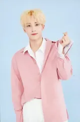 【中古】生写真(男性) SEVENTEEN/JEONGHAN(ジョンハン)/膝上・衣装ピンク・白・左手指でハート・背景水色・ポストカードサイズ/「2019 SVT 3rd FAN MEETING SEVENTEEN in CARAT LAND」フォトセット
