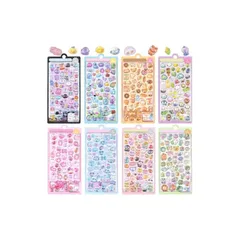 Chisafly 2025新型 ぷくぷくシール ぷくぷく ぷっくりシール 立体 中空 かわいい 8枚セット 約400点 ごほうび キラキラ 韓国 子供 大容量 スマホケース 手帳 diy 贈り物 (タイプA) 1