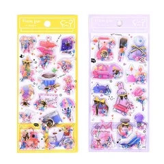 KRGNPLE ぷっくりシール スパンコールシェイクシール 3D 立体 2 枚入り 精巧な柄 手帳用装飾 DIY クリエイティブ ファッション 個性的 かわいい ギフト（セット 8） 1