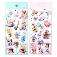 KRGNPLE ぷっくりシール スパンコールシェイクシール 3D 立体 2 枚入り 精巧な柄 手帳用装飾 DIY クリエイティブ ファッション 個性的 かわいい ギフト（セット 10） 0