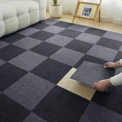 【新着商品】ハサミでカット可 フロアマット 防音シート カーペット 30*30cm おしゃれ おくだけ吸着 玄関マット厚手4mm 洗える 床保護 ジョイントマット タイルマット パンチカーペット ずれない ペット/お年寄り/ペット猫犬滑り止め対策 設置簡単 タ