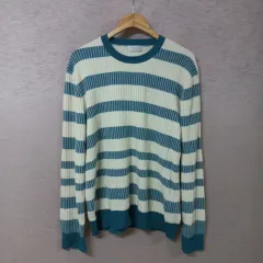 A12-11/TIME アイボリー ストライプ ニットTシャツ メンズ105