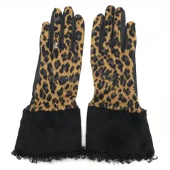 【美品】ダンスウィズドラゴン グローブ 黒×ライトブラウン系 両手用 レオパード 手袋 レディース ゴルフウェア Dance With Dragon