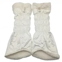 【超美品】フィドラ レッグウォーマー 白 ラインストーンロゴ 裏ボア レディース ゴルフウェア FIDRA