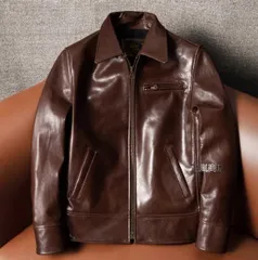 ヤギ革 無塗装オイルワックス 厚手本革レザージャケット メンズ スウォールテール ショート丈 スリムフィット 春秋用アウター