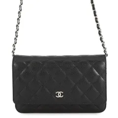 シャネル チェーンウォレット マトラッセ ココマーク キャビアスキン AP0250 CHANEL 財布 黒