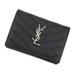 サンローランパリ 二つ折り財布 YSL ロゴ レザー 504899 SAINT LAURENT PARIS カード 黒