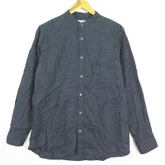 グローバルワーク GLOBAL WORK バンドカラー フランネルシャツ 長袖 XL ダークグレー 2sa6832