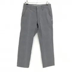 【超美品】アンダーアーマー パンツ グレー×ライトグレー 格子柄 ロゴ刺しゅう 裏微起毛 メンズ 79 ゴルフウェア UNDER ARMOUR