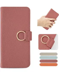 ★For iPhone SE ケース 手帳型 第3世代 第2世代 おしゃれ リング付き iPhone 8 ケース 手帳型 かわいい 女性 iPhone 7 ケース シンプル 美しい 財布型 iPhone 6/6S エレガント 人気 （スイカレッド）