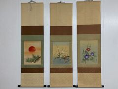 酒井抱一筆【四季花鳥図 4幅セット 桜・燕子花・秋草・芦】二重箱入