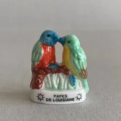 ルイジアナの小鳥のフェーブ/ペアの小鳥/フランス雑貨/陶器ミニチュア/ブロカント/ヴィンテージ/蚤の市/幸運の小さな陶器