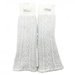 タイトリスト ニットレッグウォーマー 白 シルバーラメ ケーブル編み 裏ボア レディース  ゴルフウェア TITLEIST