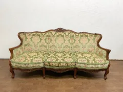 ◆綺麗 ルイ15世 金華山 ロココ調 3人掛けソファ 腰掛 ソファ 椅子 応接 トリプルソファ イタリア 猫脚 鋲打ち(貝1328)