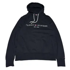 TOMMY HILFIGER トミーヒルフィガー パーカー フーディー ネイビー Lサイズ メンズ レディース兼用 ロゴ刺繍
