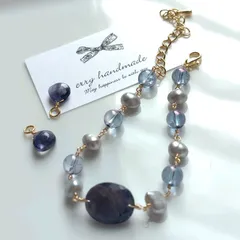 ※訳あり※ブラッドショットアイオライトetc.ブレスレット＆チャームセット