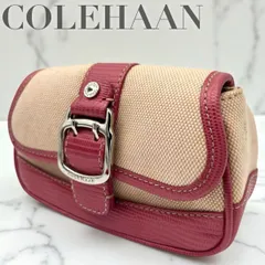 COLE HAAN コールハーン ポシェット ミニショルダー ピンク レザー×キャンバス 34