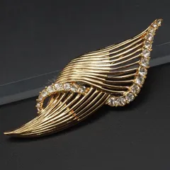 J952 NINA RICH ニナリッチ ブローチ ラインストーン ゴールド デザイン コスチュームジュエリー