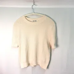 UNIQLO ユニクロ コットンポップコーンクルーセーター半袖 アイボリー Lサイズ □〇