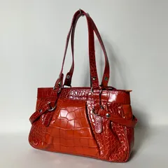 2511-60｜美品｜フルラ ハンドバッグ レッド クロコ型押し