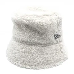 【超美品】ニューエラ ボアバケットハット アイボリー系 ロゴ刺しゅう SMALL/MEDIUM  ゴルフウェア New Era