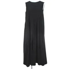 ミラオーウェン Mila Owen ノースリーブ ワンピース ロング丈 0 黒系 ブラック 無地 バックリボン 裏地 ストレッチ
