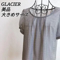 美品✨ グラシア GLACIER ボーダー ストライプ 半袖 フレンチスリーブ プルオーバー ブラウス カットソー シフォン 裾ラウンド 通勤服 オフィス カジュアル レディース トップス ラウンドネック 透け感 レイヤード
