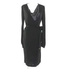 極美品★GUCCI グッチ 310720 リボンデザイン シルク使い ラップワンピース ドレス ブラック M ハンガー付 イタリア製 正規品 レディース 極美品☆GUCCI グッチ 310720 リボンデザイン シルク使い ラップ