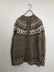 R00697｜ノーブランド｜ブラウン Brown｜ニットカーディガン｜ノルディック柄｜Y2K｜90S｜古着｜ヴィンテージ｜一点物｜大人気｜レディース｜防寒｜秋冬｜ナチュラル｜カジュアル｜フォロー割