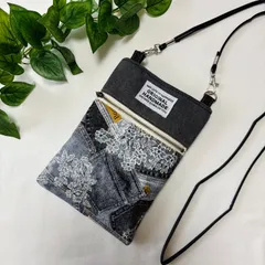 ハンドメイド デニムリメイク サコッシュ スマホショルダー ブラックデニム